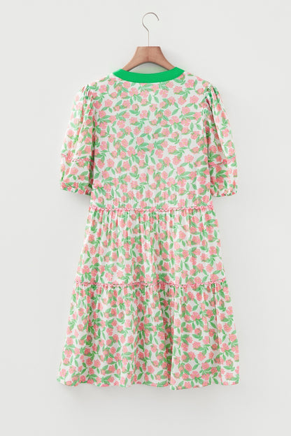 Floral Print Tiered Mini Dress