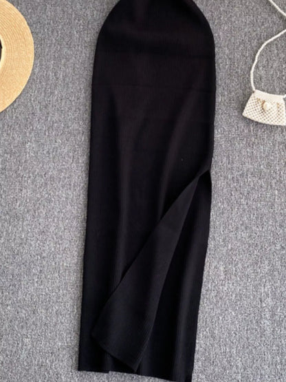 Knot Back Sleeveless Knit Bodycon Midi Dres