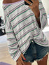 Stripe Oversize Drop Shoulder Long Sleeve Casual Top