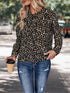Perfee Printed Tie Neck Long Sleeve Top