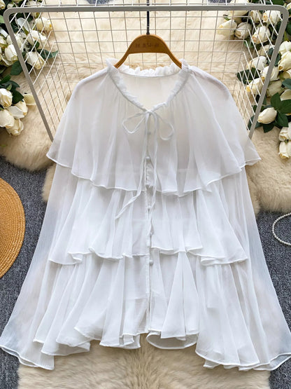 Ruffle Tiered Chiffon Blouse