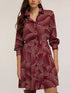 Printed Long Sleeve Mini Shirt Dress