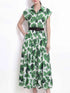 Printed Button Front Cap Sleeve Dress