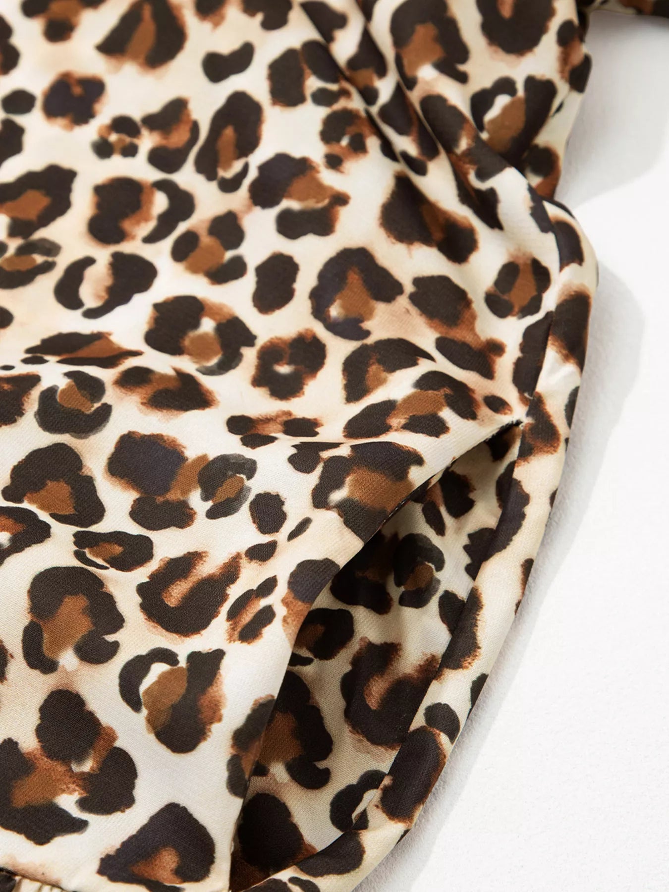 Leopard Print Striped Patchwork 3/4 Sleeve Loose Mini Dress