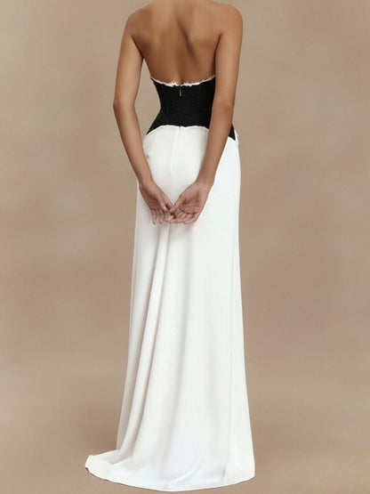 Halter Neck Lace Trimmed Maxi Dress