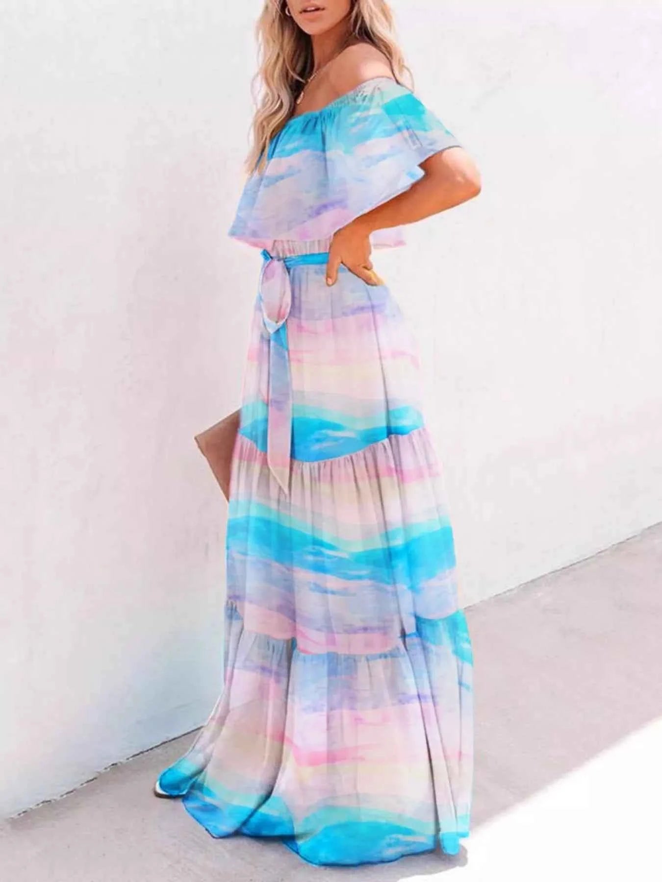 Full Size Off-Shoulder Tiered Maxi Dress Plus Size