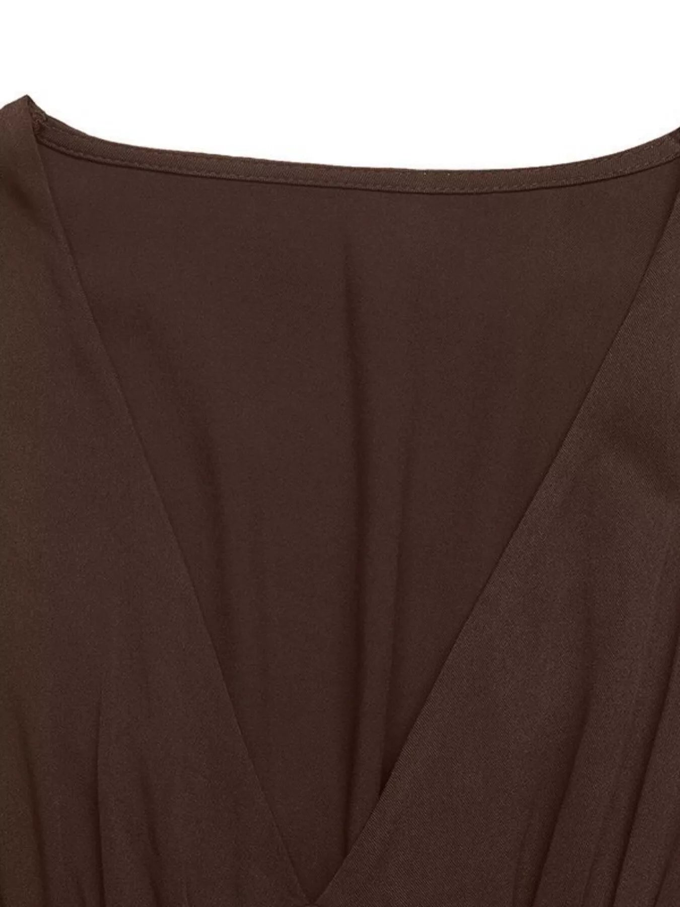 V-Neck Balloon Sleeve Midi Dress