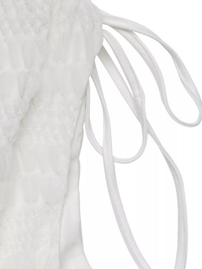 Smocked Deep V-Neck Sleeveless Dress