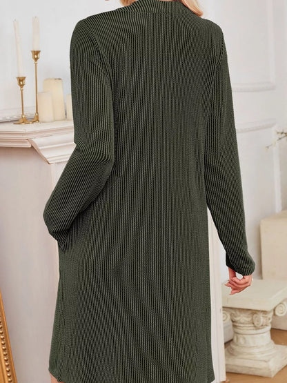Casual Ribbed Knit Long Sleeve Dress
