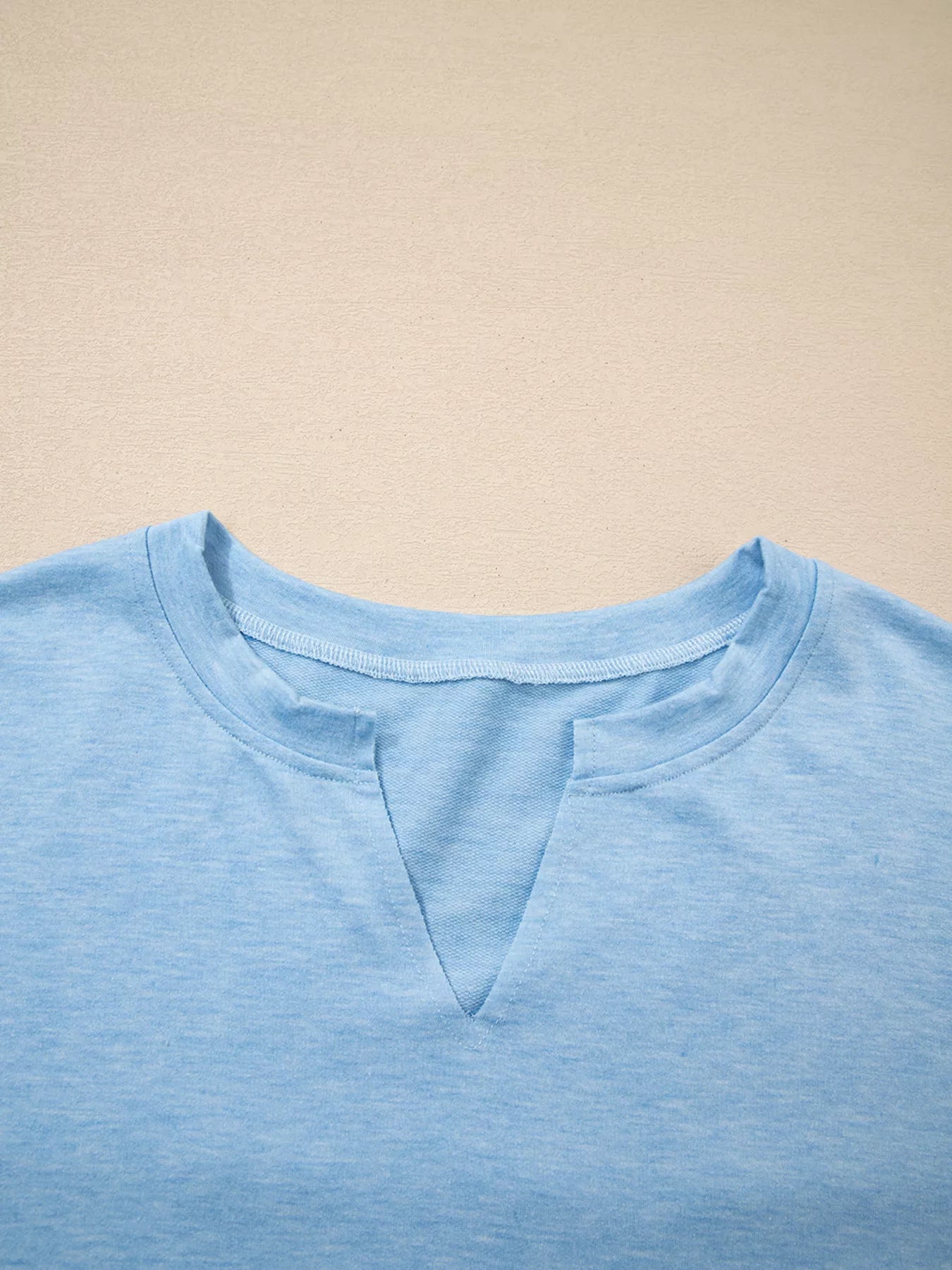 Notched Terry Long Sleeve Top