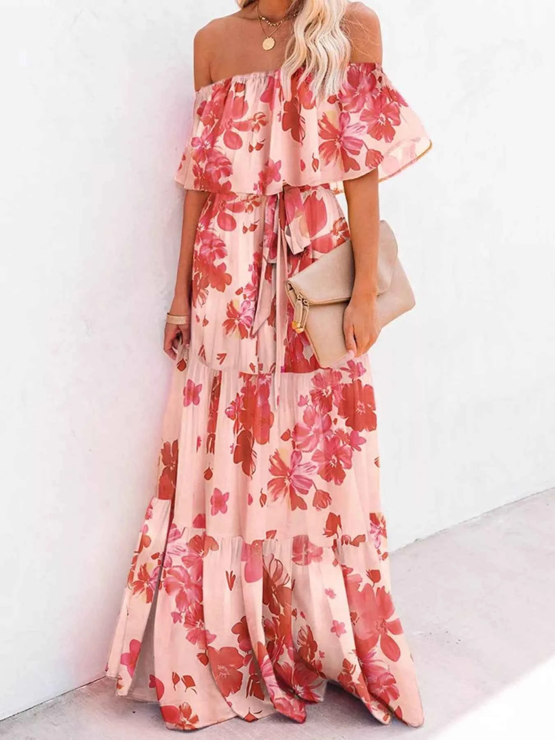 Full Size Off-Shoulder Tiered Maxi Dress Plus Size