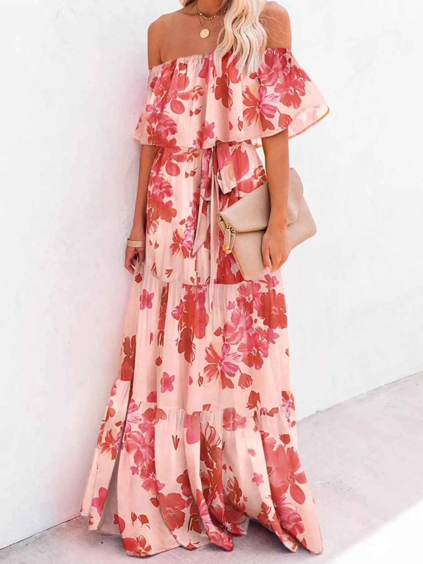 Full Size Off-Shoulder Tiered Maxi Dress Plus Size