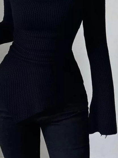 Cowl Neck Flare Sleeve Top
