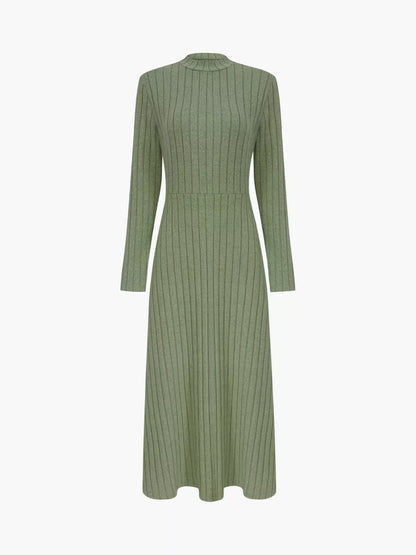 Ribbed Knit Long Sleeve Midi Dress