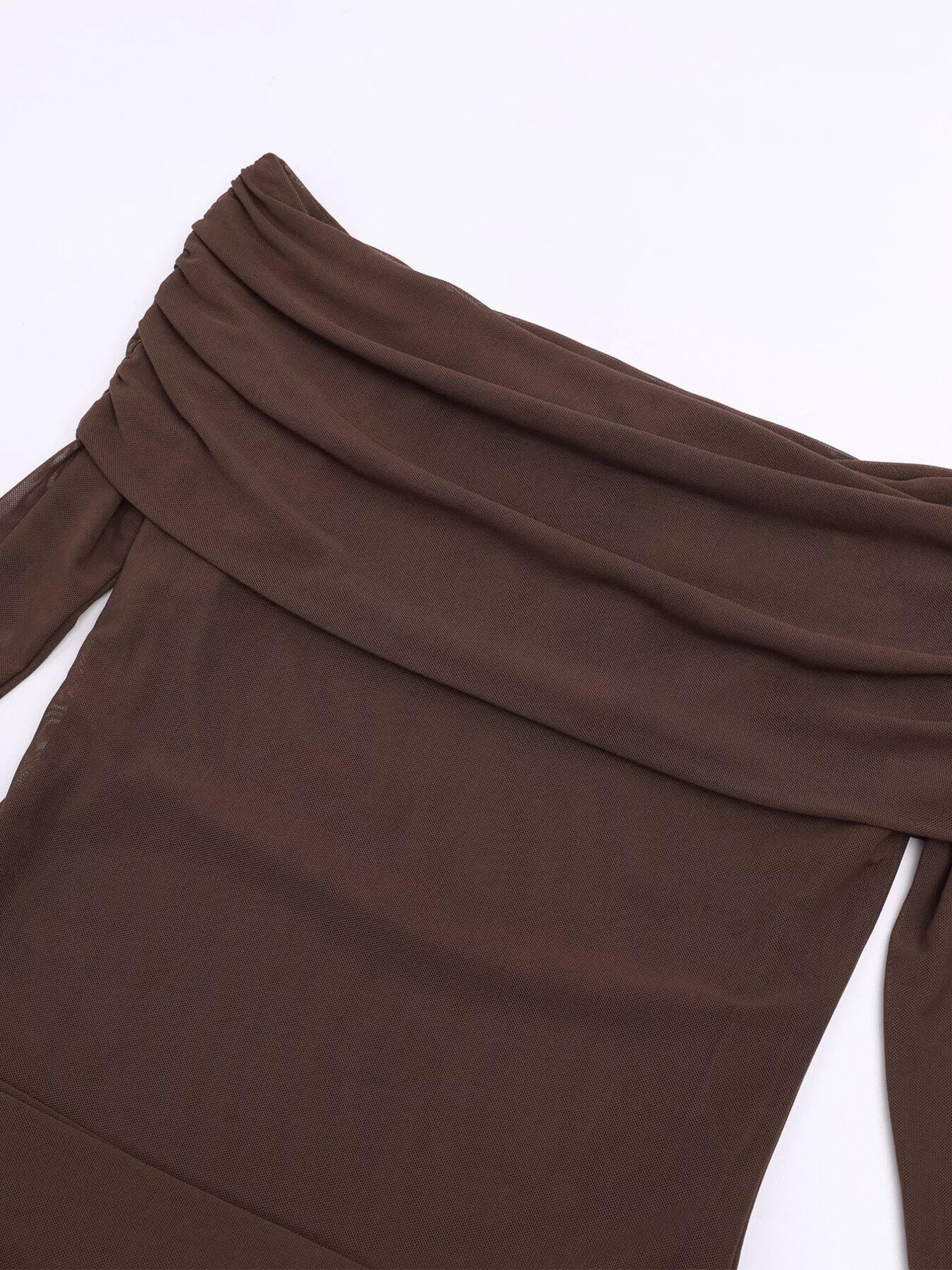 Off-Shoulder Ruched Long Sleeve Maxi Dress
