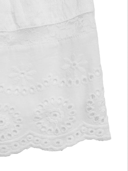 Smocked Tube Eyelet Hem Mini Dress