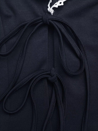 Lace Trim Tie-Front Vest
