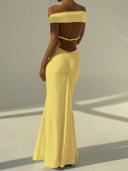 Backless Off-Shoulder Bodycon Mermaid Maxi Dress