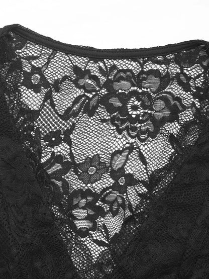 Lace Plunge Sleeveless Bodysuit