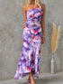 Floral Print One-Shoulder Ruched Maxi Dress