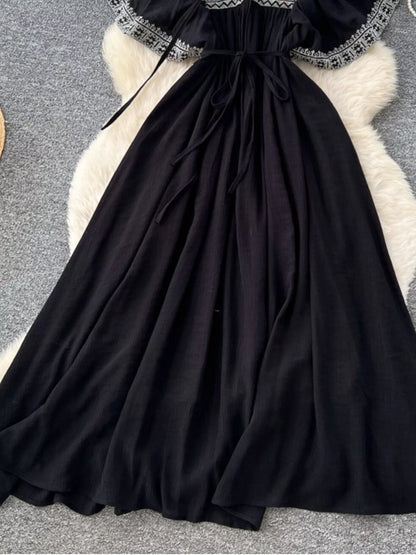 Tie Neck Short Sleeve Dress
