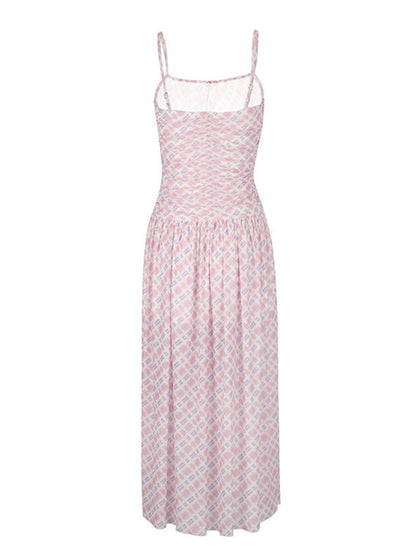 Plaid Spaghetti Strap Maxi Dress