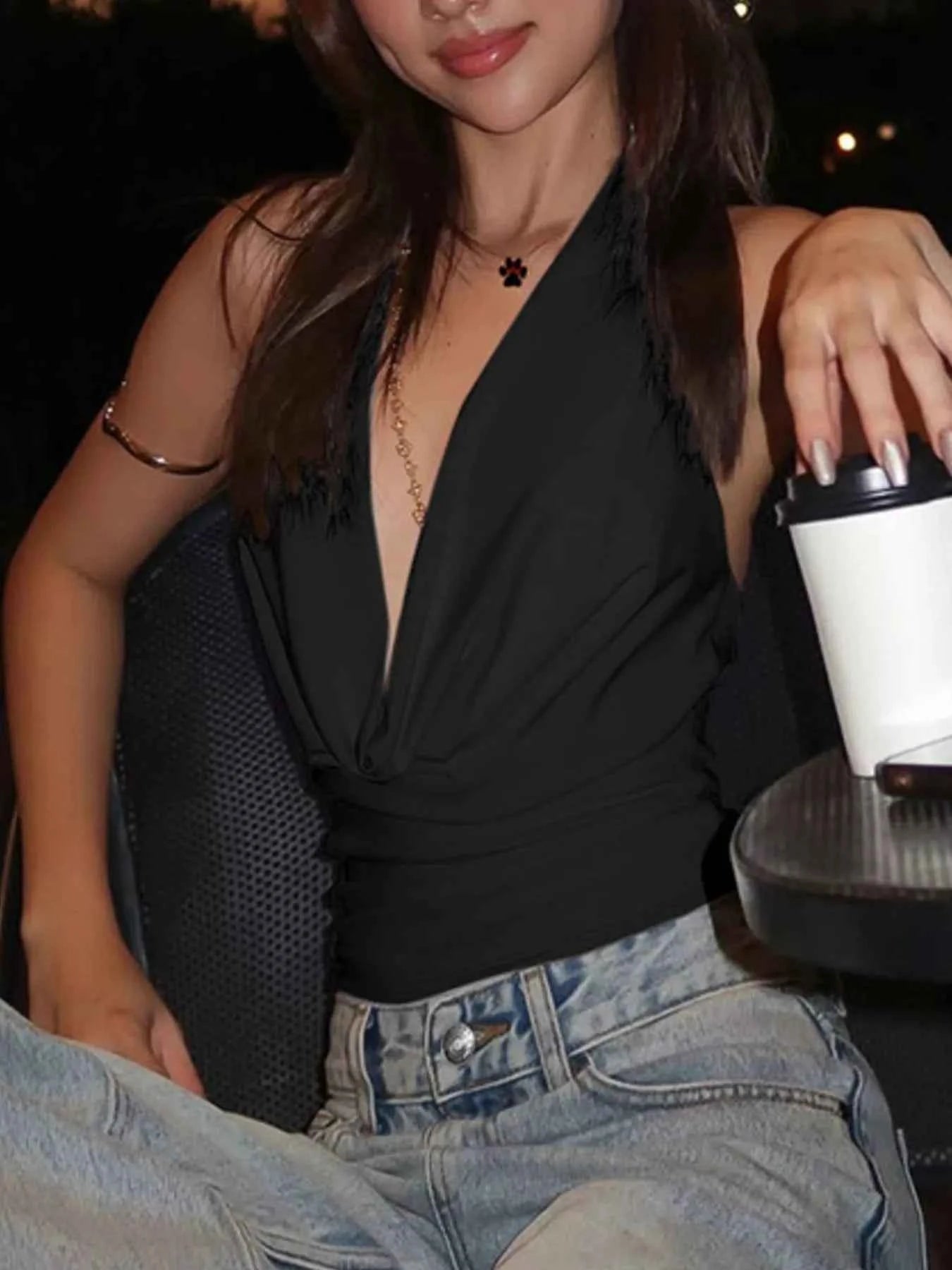 Halter Neck Ruched Cami