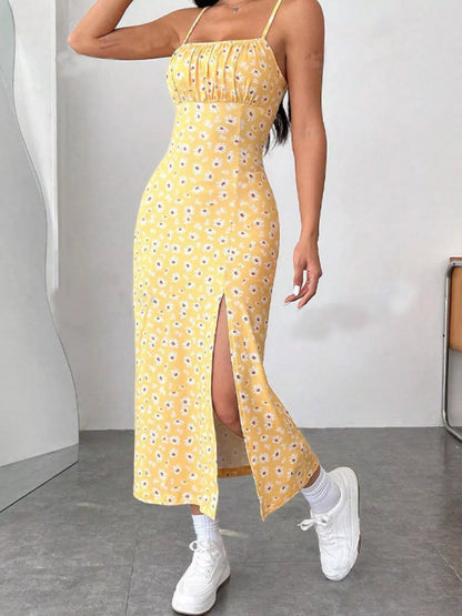 Slit Spaghetti Strap Midi Dress