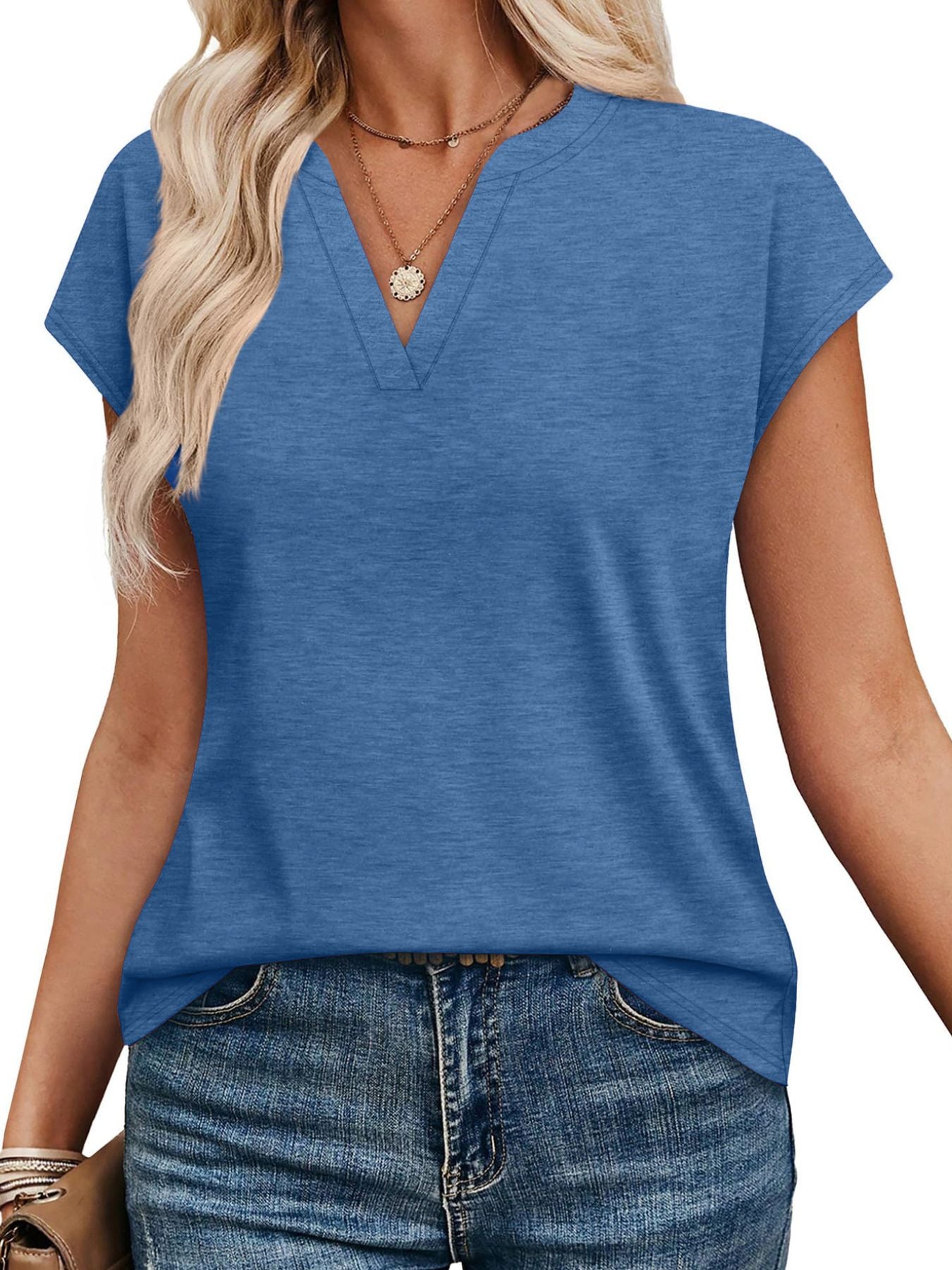 Notched Short Sleeve T-Shirt
