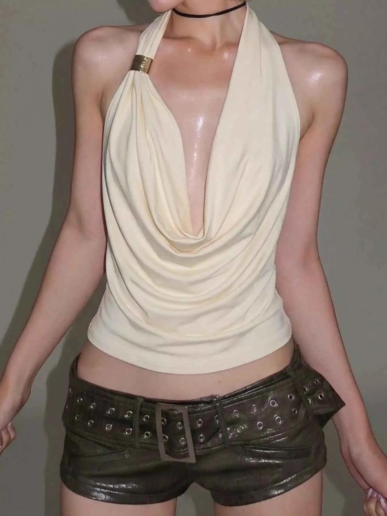 Halter Neck Ruched Tank