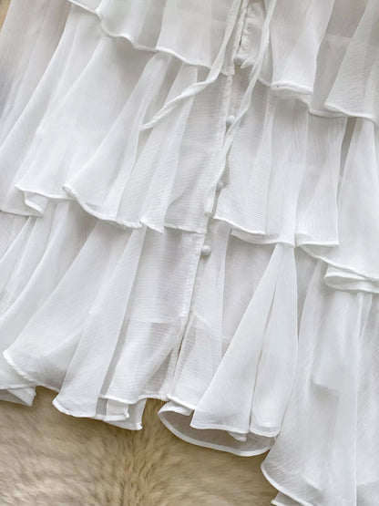 Ruffle Tiered Chiffon Blouse