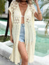 Open Front Short Sleeve Openwork Cover-Up
