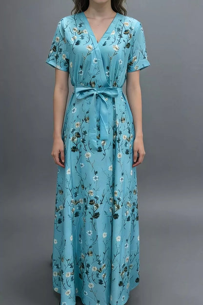 Floral Print Wrap Maxi Dress