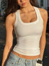 Ribbed Square Neck Tank Top