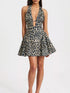 Leopard Print Halter Neck Mini Dress