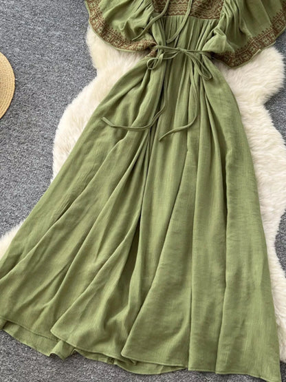 Tie Neck Short Sleeve Dress