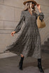 Leopard Notched Balloon Sleeve Dress