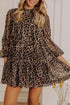 Leopard Print Long Sleeve Short Shift Dress
