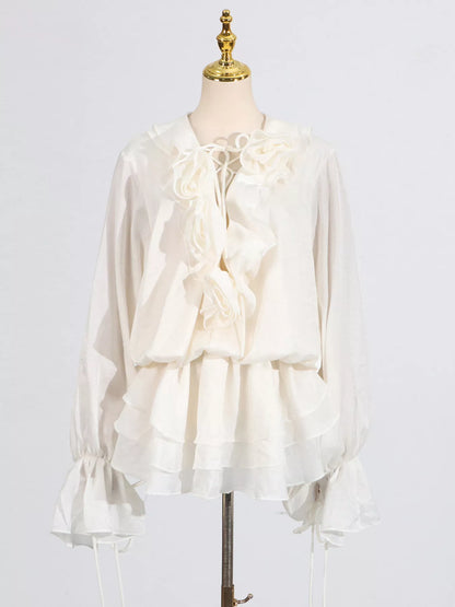 Ruffled Flounce Sleeve Mini Dress