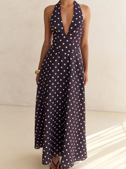 Floral Print Halter Neck Maxi Dress