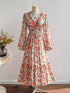 Floral Print V-Neck Bohemian Midi Dress