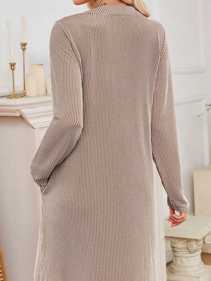 Casual Ribbed Knit Long Sleeve Dress