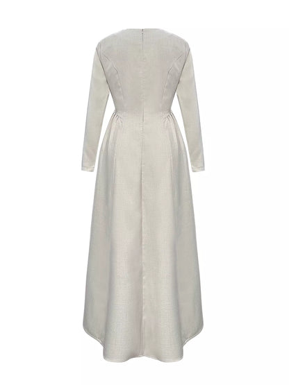 Cutout Front Long Sleeve A-Line Dress