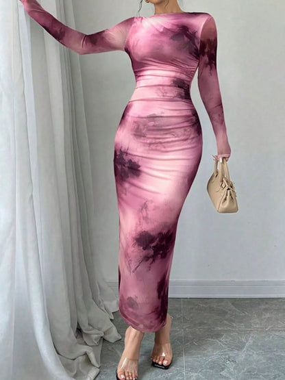 Tie-Dye Bodycon Maxi Dress