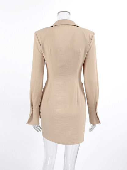Button Front Long Sleeve Shirt Dress