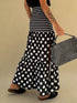 Polka Dot Striped Slit Maxi Skirt