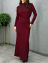 Mock Neck Long Sleeve Maxi Dress