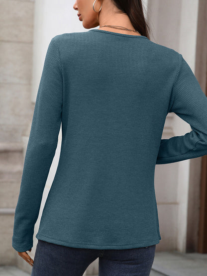 Waffle Knit Long Sleeve T-Shirt