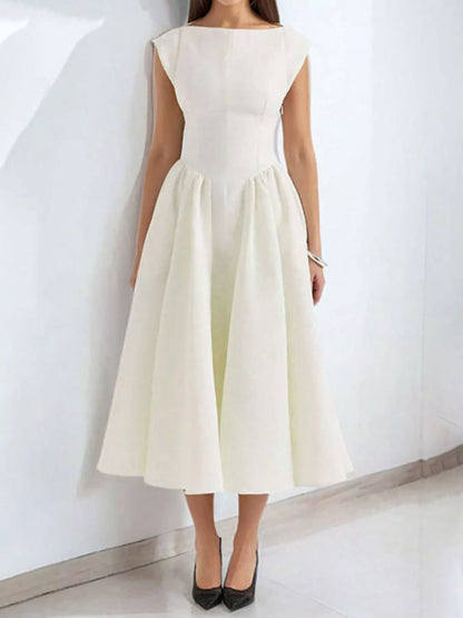 Cap Sleeve A-Line Midi Dress