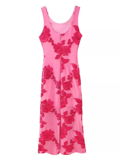 Floral Wide Strap Midi Dress